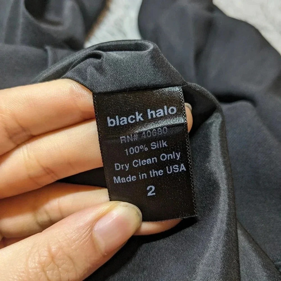 NEW Black Halo Black Mini Dress Jane One Shoulder Dress Silk Size 2 - Picture 6 of 8